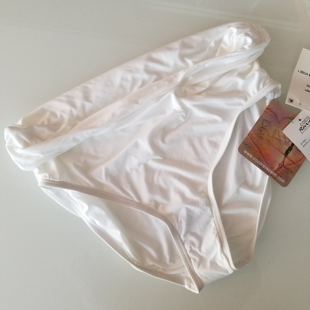 🦩 COCO RAVE white shirred high waist bikini bottoms🦩